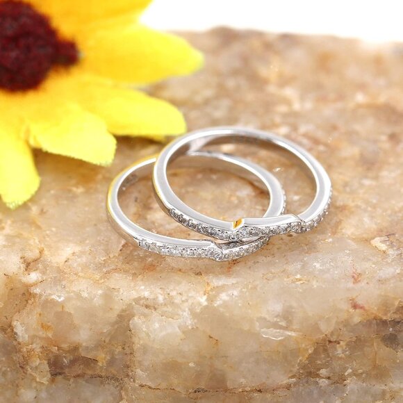 🆕 Women Silver Promise Rings Stackable Sterling Wedding Engagement Anniversary - Picture 4 of 8